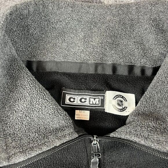 Vtg CCM Philadelphia Flyers NHL Full Zip Black Mock Neck Jacket Fleece M* - Picture 3 of 11